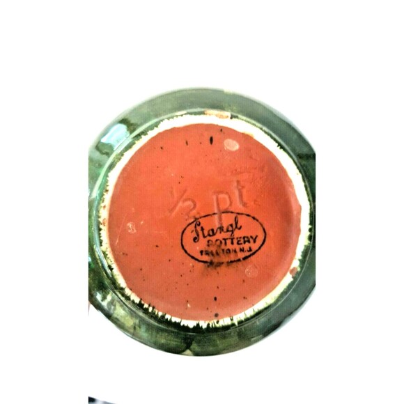 STANGL Milk Pitcher signed Pottery Green Brown 3 3/4 X 6   USA 1/2 pt Vintage - Picture 3 of 8